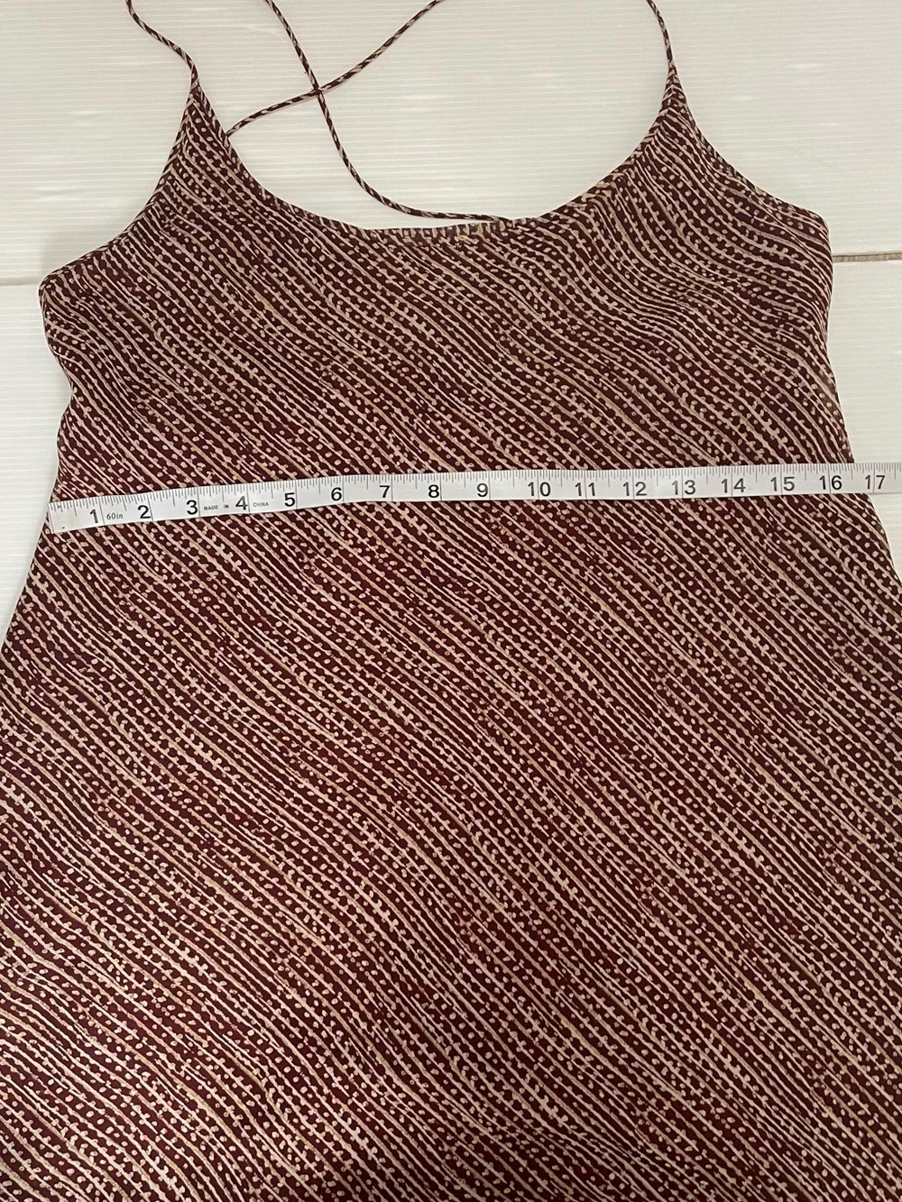 J. Crew VTG Silk Spiral-Print Maxi Dress Tan Burgundy Abstract Geometric SZ 12